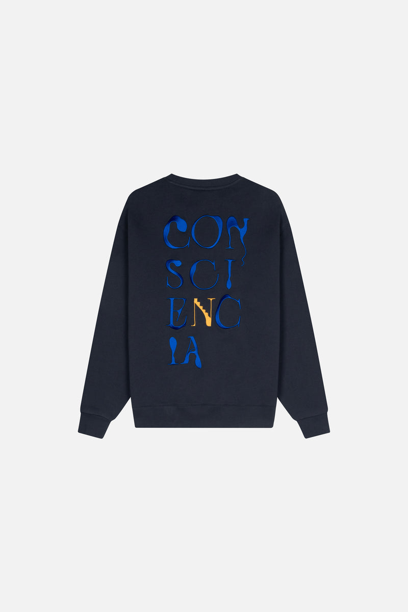 Consciencia Sweatshirt — Navy, Tomorrowland 2026 collectible, front view