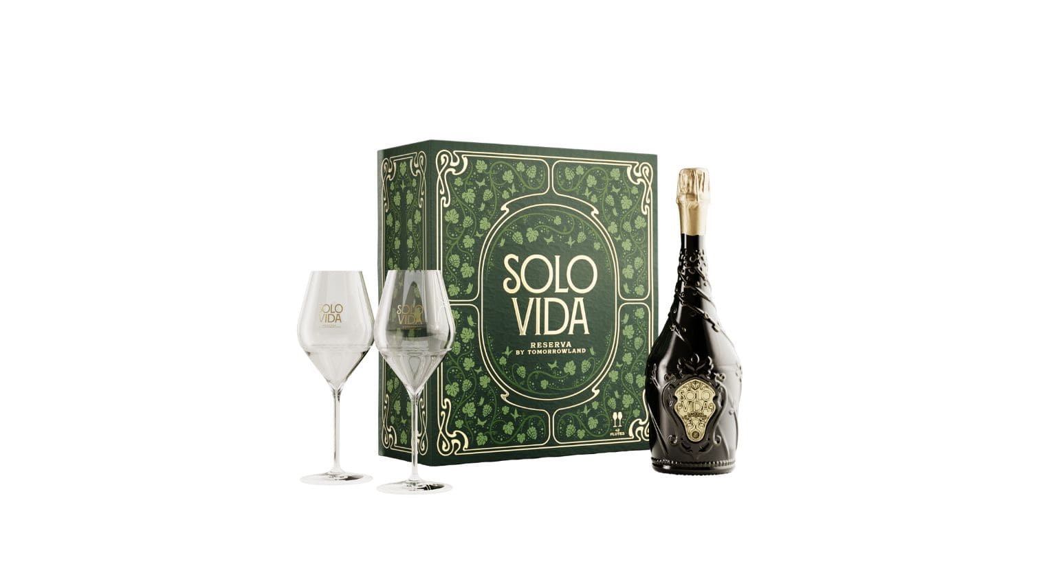 Solo Vida Brut Nature Reserva — Premium Gift Pack, Tomorrowland festival collectible, detail view