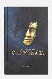 De Legende van Consciencia — Hardcover (NL), Tomorrowland 2026 festival collectible, detail view