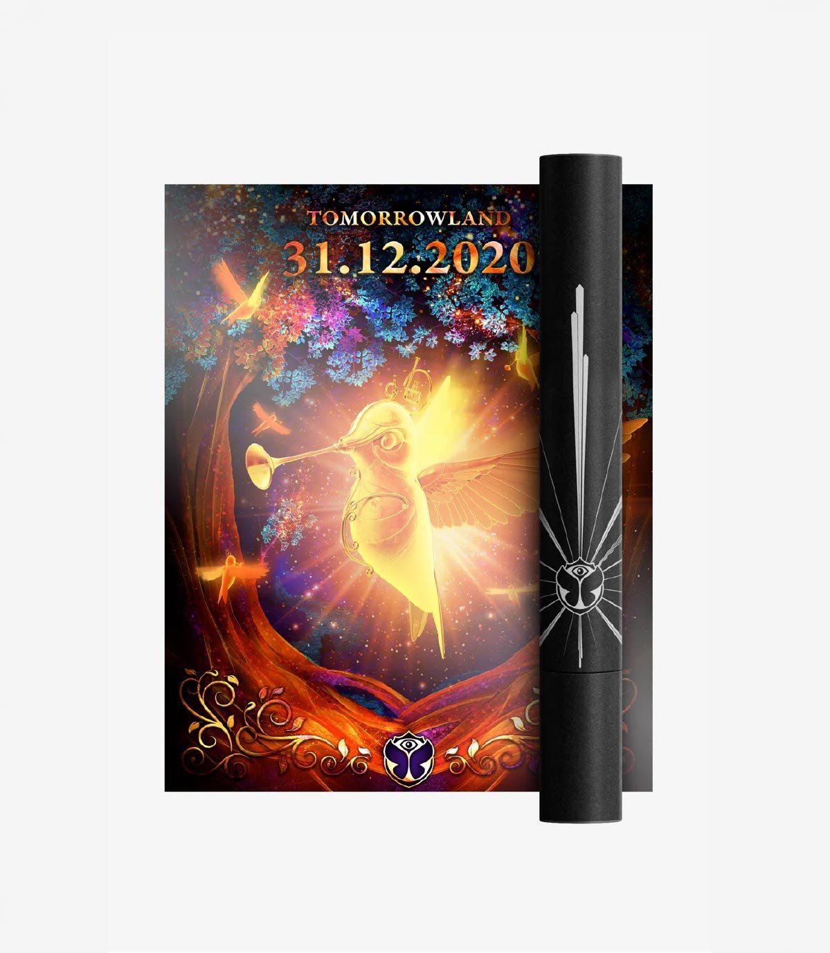 Tomorrowland 31.12.2020 – Tube, Poster & Bracelet, Tomorrowland 2019 festival collectible, front view