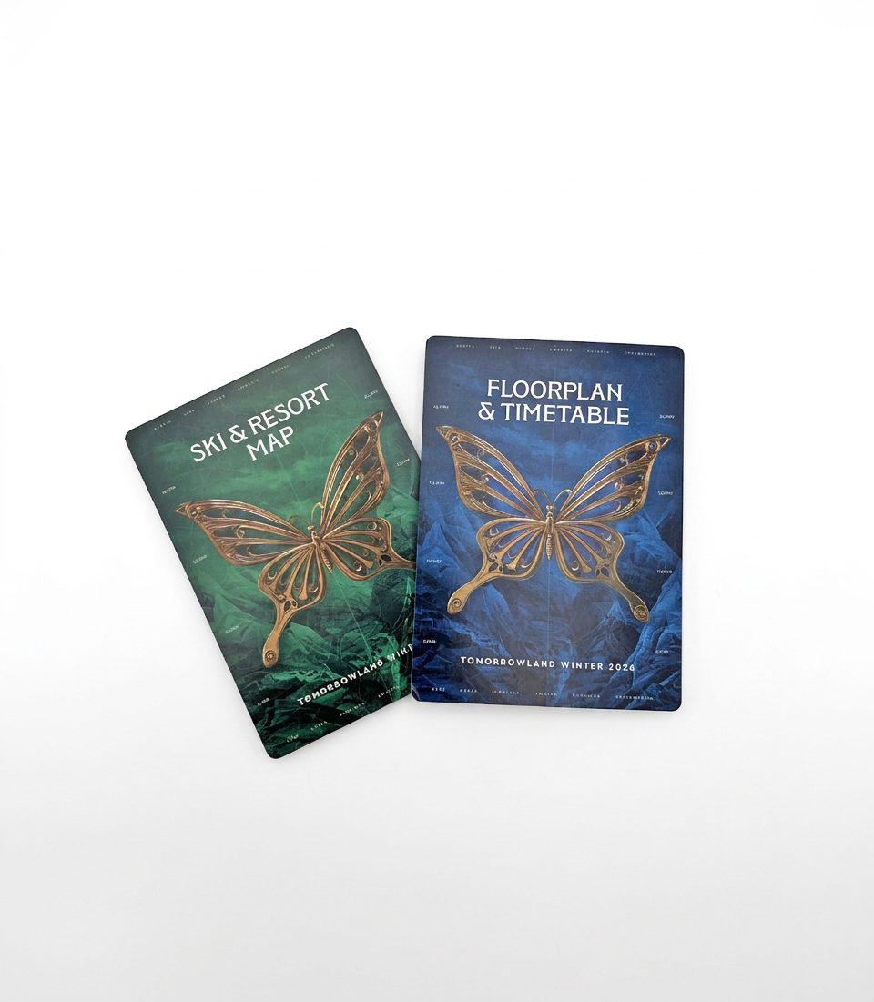Tomorrowland Winter 2026 – Sanctuary of the Butterflies Floorplan & Timetable, Tomorrowland 2026 festival collectible, front view